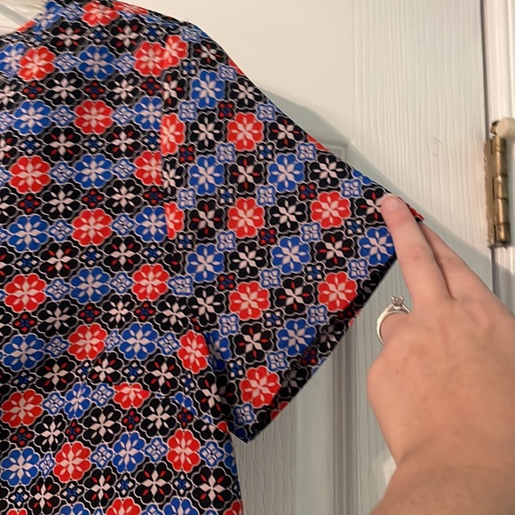 J. Crew Red and Blue Flower Patterned Top - Picture 4 of 7